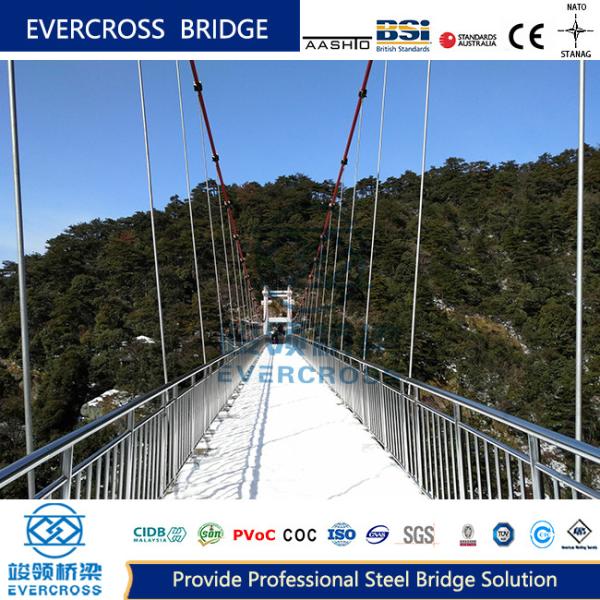 Wind Resistance Steel Wire Suspension Bridge OEM / ODM Available