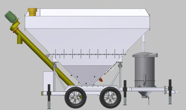 Professional Portable Cement Silo With Wheels And Tires / Low Profile Cement Silo