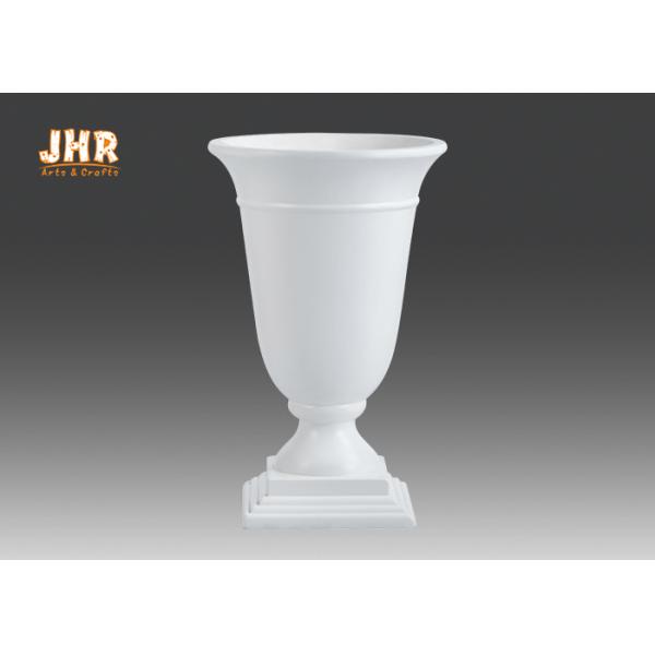 Trumpet Glossy White Fiberglass Urn Planters Centerpiece Table Vases Floor Vases