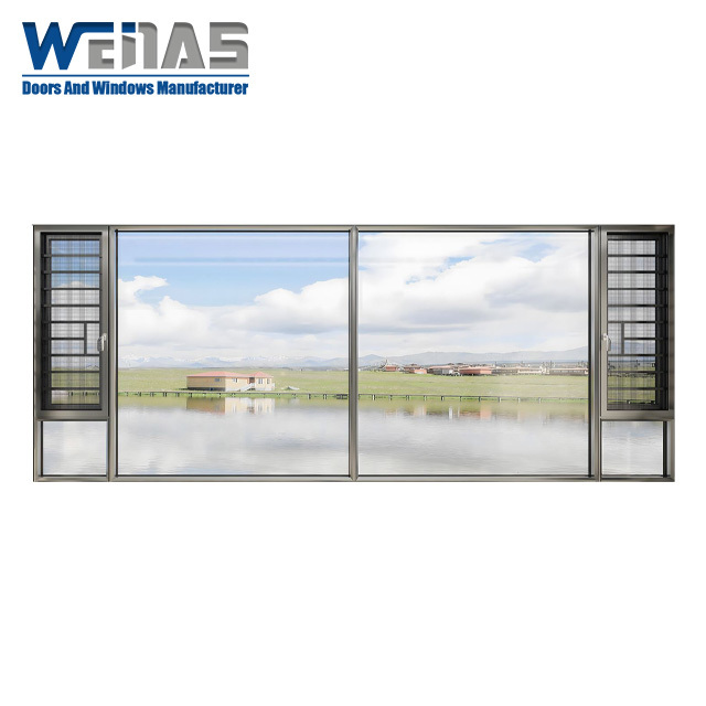 Low-E Tempered Glass Casement Aluminium Glazed Window For Residential Building