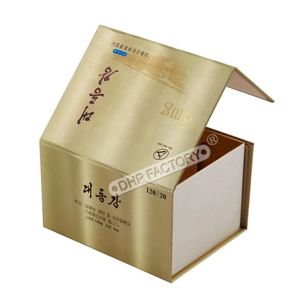 Luxury Paper Rigid Cardboard Magnetic Gift Gold Box With UV Logo