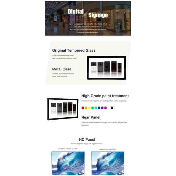 32 Inch White Edge Wall Mounted Digital Signage Touch Screen Android 1920 X 1080 Resolution