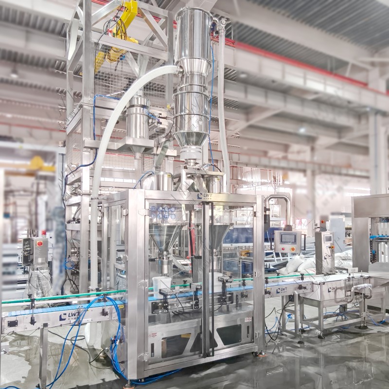 LWT High Speed 15 Pails/Min Plastic Bucket Powder Filling Machine Line with Automatic Bucket Dropper Labeler System