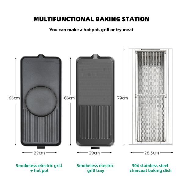 Garden Terrace Balcony Cast Aluminium BBQ Grill Rectangular Table and Chair Set 1.5M