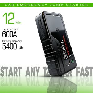 Reliable 6400mAh Battery Capacity Jump Starter with 600A Peak Current and Multi-functional LED Flashlight
