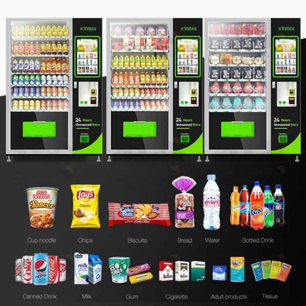 Food And Drinks Self Service Vending Machine Spiral Tray Cooling System Smart