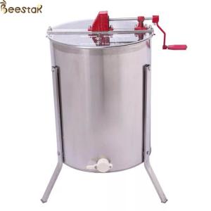 4 Frame 201 Stainless Steel Honey Extractor With Metal Stand, Gate, and Lid