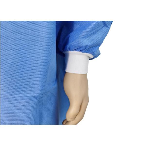 Blue Disposable Surgical Gown SMS Non Woven Isolation Gown Sterile With 20- 45g