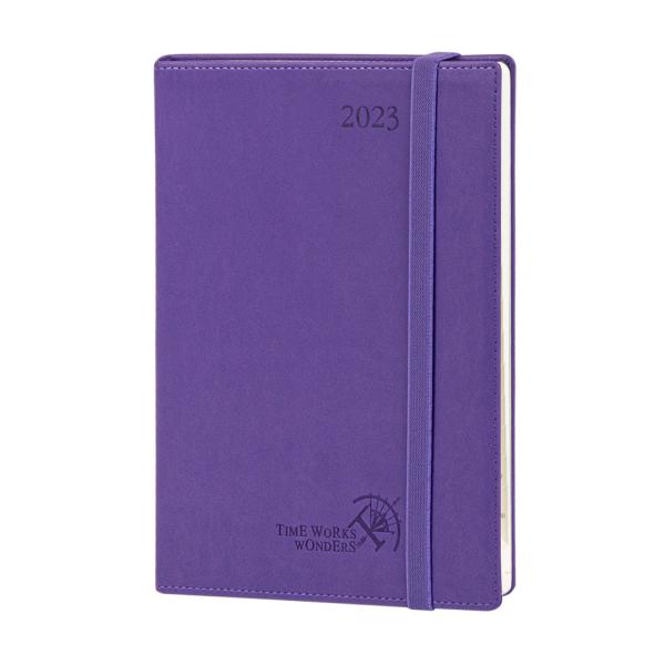 Purple Softcover Weekly Academic Planner With Hourly Schedule And Monthly Tabs