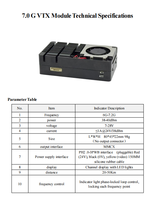 64 Channels Analog Video Transmitter For Stable Wireless Transmission VTX 7.0GHZ