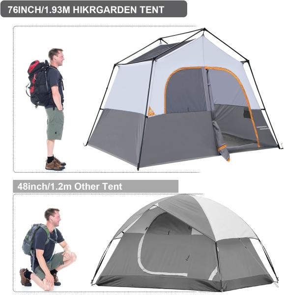 HIKERGARDEN 6 Person Camping Tent - Portable Easy Set Up Family Tent for Camp, Windproof Fabric Cabin Tent Outdoor