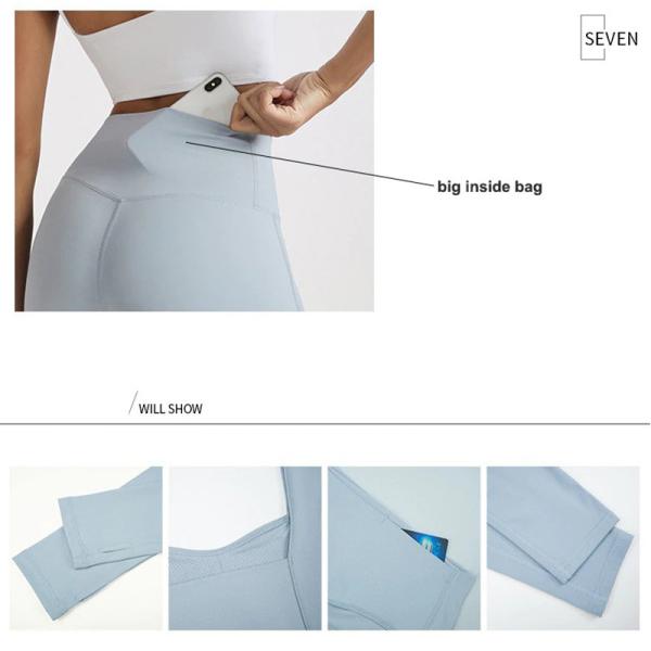 High Waist Yoga Workout Clothes Breathable Yoga Leggings Top Set With Thumb Hole