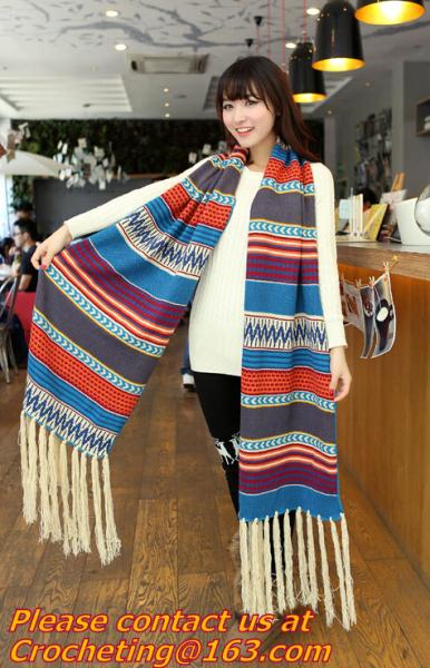 Fashion Accessory New Style Knitting Scarf Loopschal Wave Knit Scarf, Crocheted Ruffle Sca
