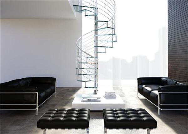 Laminated Glass Tread Custom Spiral Staircase Suspended Ladder , No Welding
