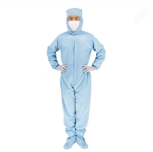 Dust Free Coverall Suit For Medical Pharmacy Mushroom Mycology Cleanroom Supplies Anti Static Polyester