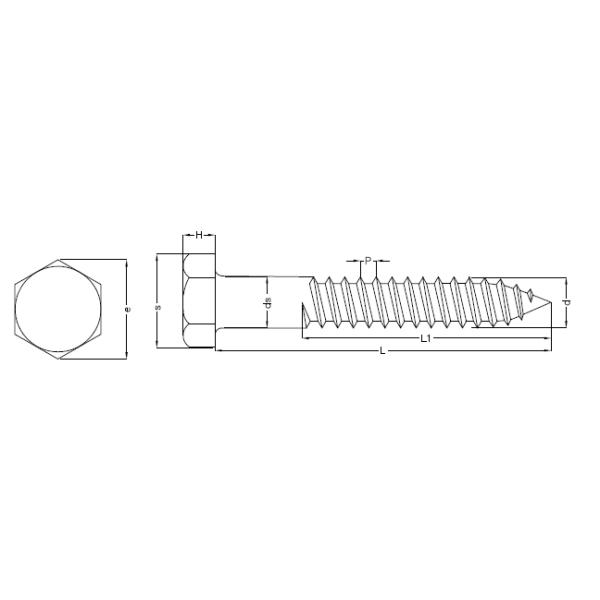 A2 Stainless Steel Hex Head Screws for Coach Self Tapping Fastener