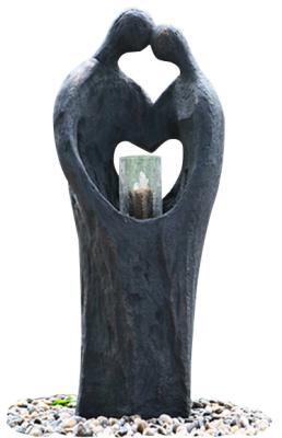 Cement Material Indoor Water Features Fountains In Kiss Lover Shape 