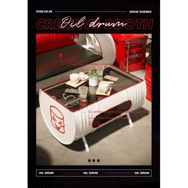 Retro Oil Drum Furniture Commercial Industrial Oil Drum Sofa Durable For Outdoor KTV Milk Tea