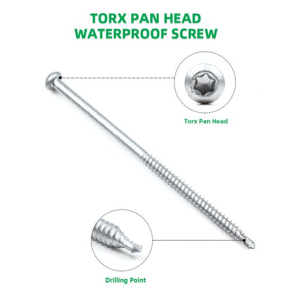 St6.3*125mm Bimetal Galvanised Pan Head Torx Self Drilling Screws Customized Support
