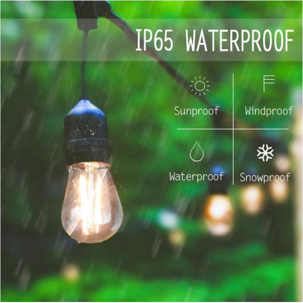 48FT 2W вися винтажные света 120V 230V строки шарика электрической лампочки S14 на открытом воздухе