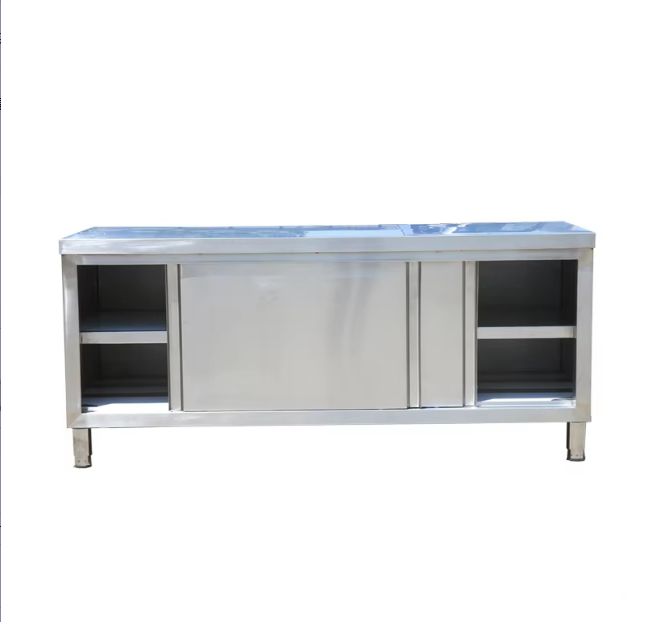 500 kg/㎡ Load Capacity Stainless Steel Workbench with Sliding Door Design for Commercial Kitchen Storage