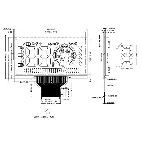 Положительный светоотражающий ЖК-дисплей 6 O′Clock FSTN Графический ЖК-экран