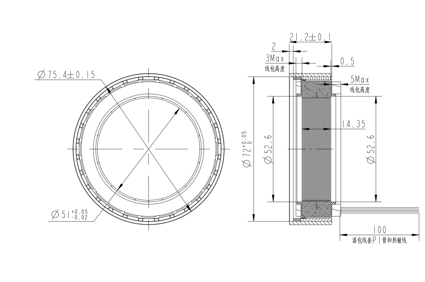 75mm Outer Rotor Frameless Torque Motor 485W |4.2 Nm | 4500rpm | 48 VDC