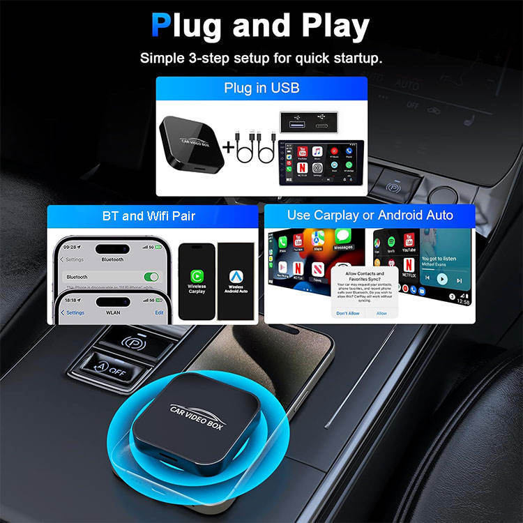 Smart Car Video Box Wireless Carplay Android Auto Adapter For Cars Vans Trucks