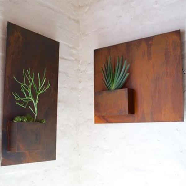 Wall mounted weathering steel decorative small flower pot