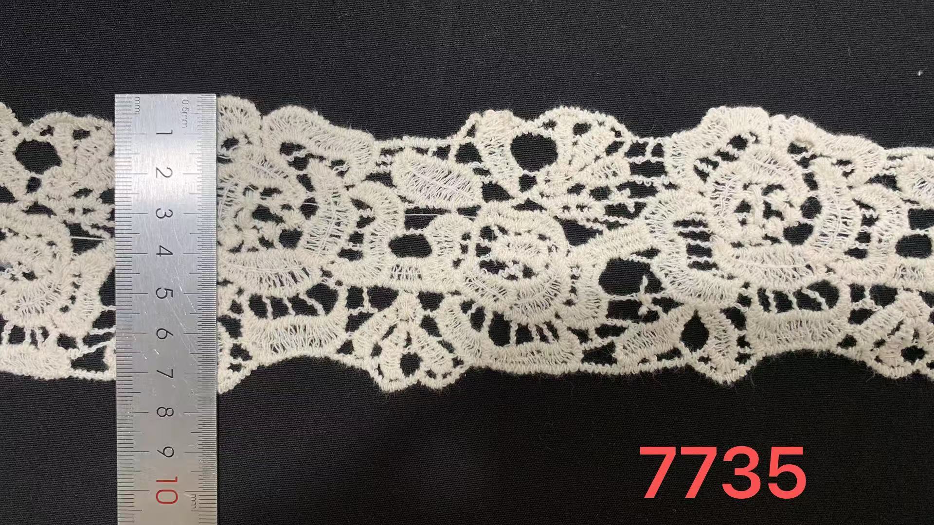 Premium Cotton Water Soluble Lace Trim with Scalloped Edge and Customizable Length for Bridal Gowns
