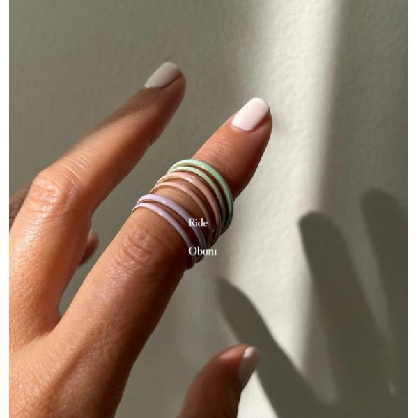 Pink Enamel 18K Gold Plated Rings Solid 925 Sterling Silver Stacking Rings