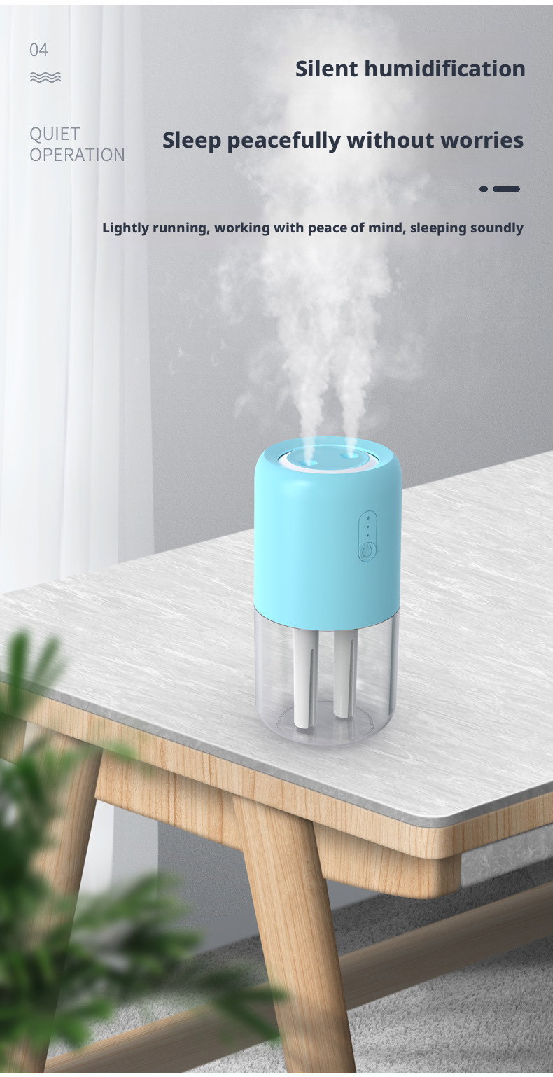 Dual Jet Ultrasonic Air Humidifier Large Mist Output Quiet Operation Home And Car Use