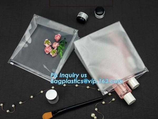 k bags for cosmetic puff automatic slider zipper bag, OEM clear PVC bag/ PVC slider bag/PVC zipper bag, Make Up Or