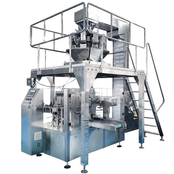 Servo-driven pouch packing machine with 0.02ml liquid filling accuracy and automatic checkweight rejection system