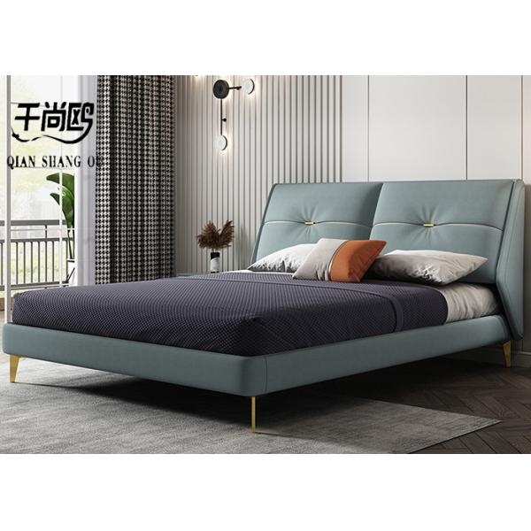 Double Oversized Upholstered Bed , Cushioned Platform Bed With Pillows
