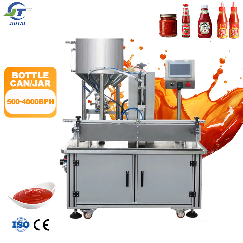 Tomato Paste Ketchup Thick Sauce Rotor Pump Paste Filling Machine for Square Round Bottle Jar with Intelligent Touch Screen