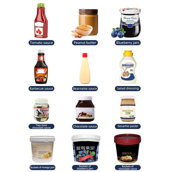 Mayonesa / Chilli / Tomate / Chocolate / Salsa de mermelada de frutas Línea de producción de llenado de etiquetado y sellador