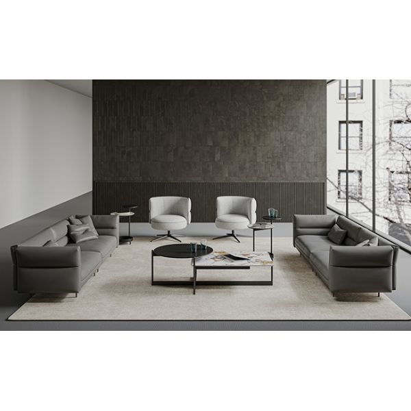 Dual Top Sintered Stone Side Table Metal End Desk For Office And Hotel