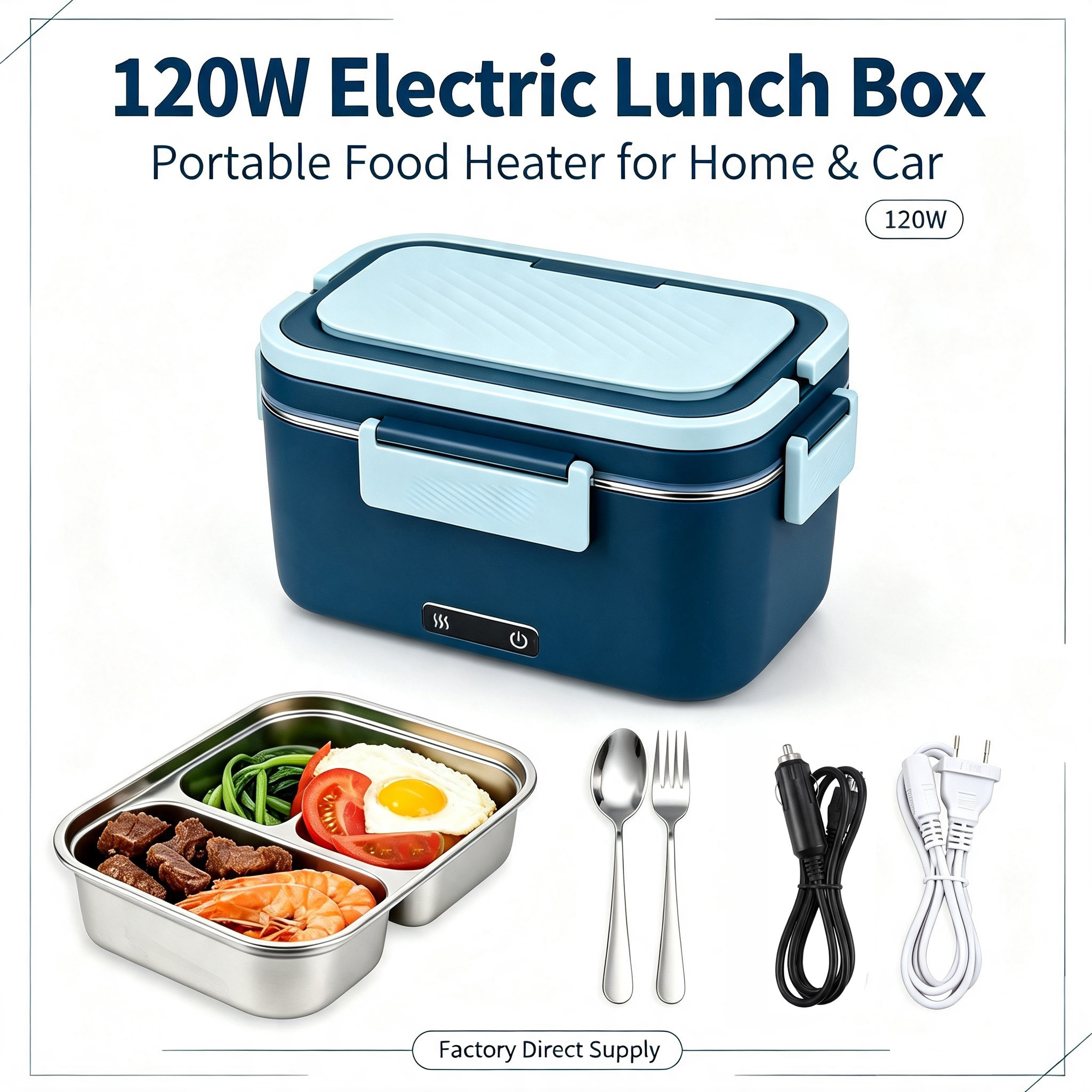 120W Smart Electric Lunch Box 1.8L – Fast Heating with Touch Screen Temperature Control