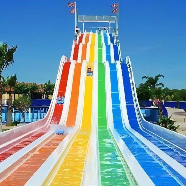 Rainbow Slide Aqua Park Thrill Water Slides Tall Speed Water Slide Adventure Multi-lane Racing Slide