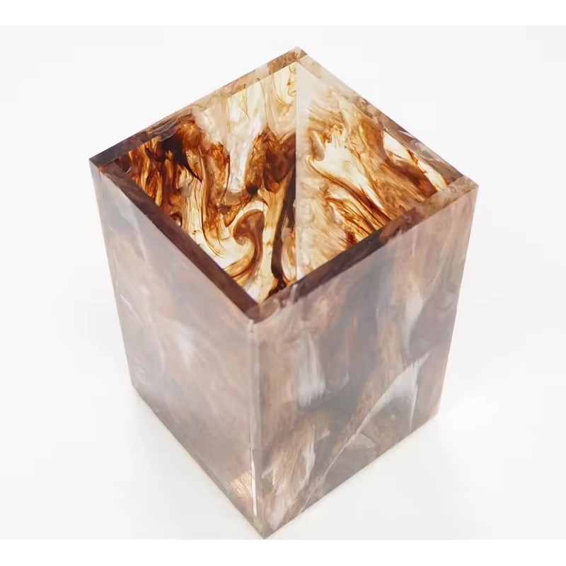 Splashed Ink Colors Amber Multifunctional Storage Box Acrylic Stationery Organizer Customizable Makeup Brush Plastic Box