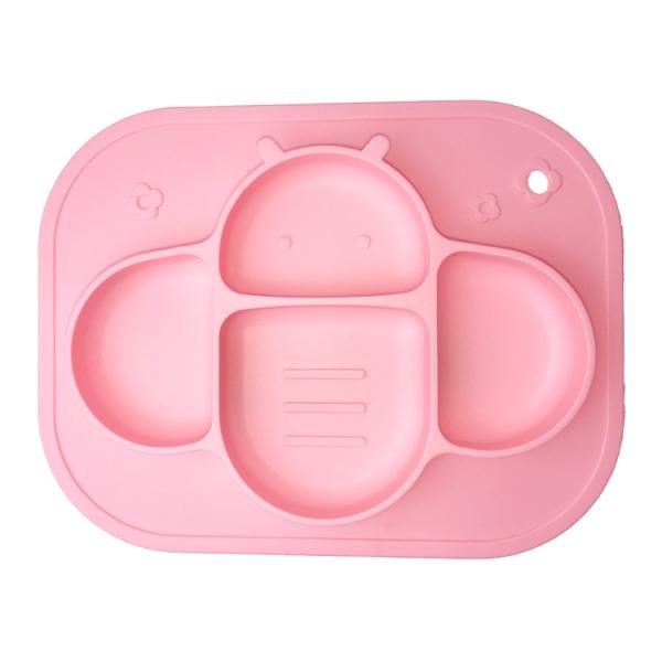 Non Toxic Silicone Baby Tray Bee Shape BPA Free Divided Suction Plate Customized