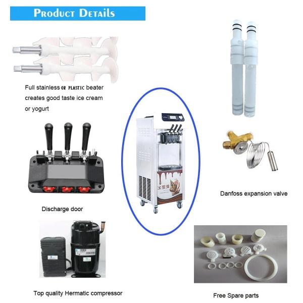 3 Flavors Automatic Soft Serve Ice Cream Machine Commercial Icecream Maker for Business