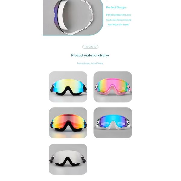 High Definition Anti-Fog Waterproof Adult Swimming Goggles, PC Lens Swim Goggles with Soft Silicone Straps