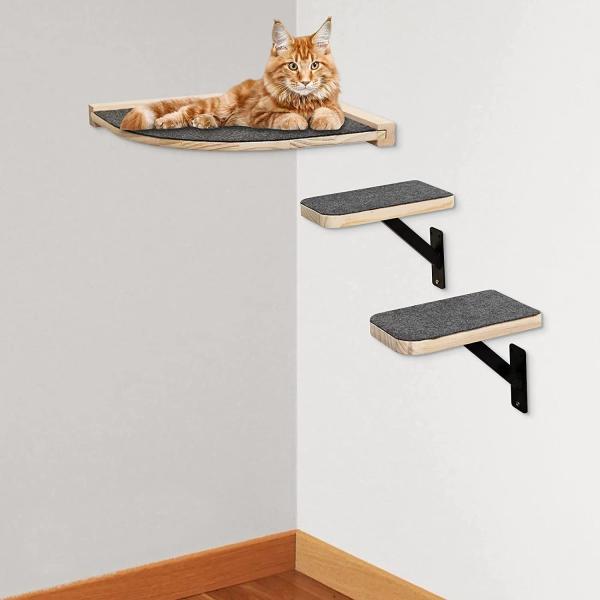 3mm espessura preto revestido de pó escadas de canto parede montado cama de gato para casas com vários gatos