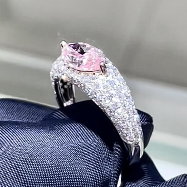 Anillo de 18k de forma de marqués Anillo de laboratorio de color rosa Diamante Anillo de diseño especial Joyería de lujo