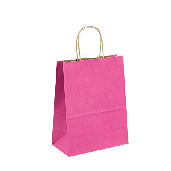 Sacos de papel de empacotamento de compra feitos sob encomenda com o saco cor-de-rosa varejo do presente da roupa dos punhos