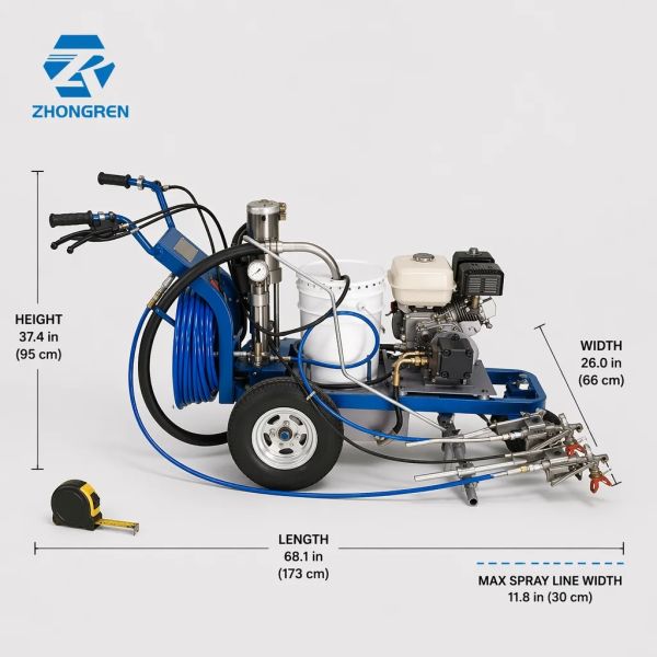 72V Electric Cold Spray High Pressure Road Marking Paint Machine With Straight Line Drawing