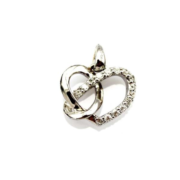 Sterling Silver CZ Diamonds Heart Pendant  Women Necklace (P-116)