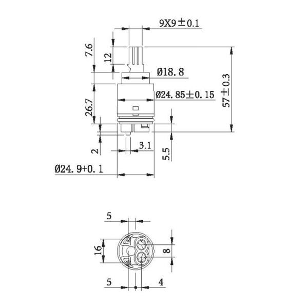 25mm Low Torque Modern Joystick Tap Water Filter Ceramic Cartridge with Modern Design